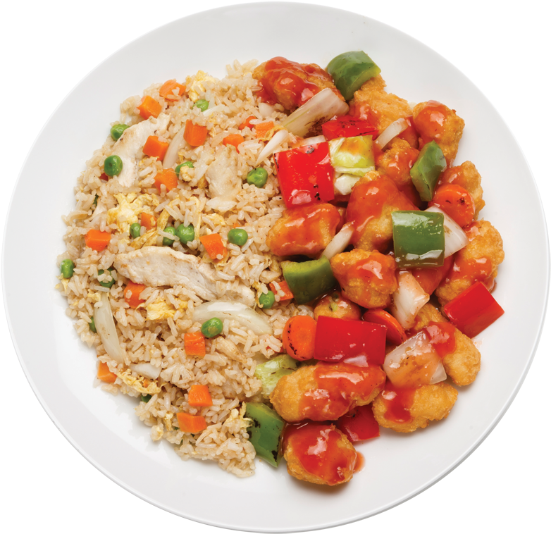 Fried Ricewith Sweetand Sour Chicken PNG