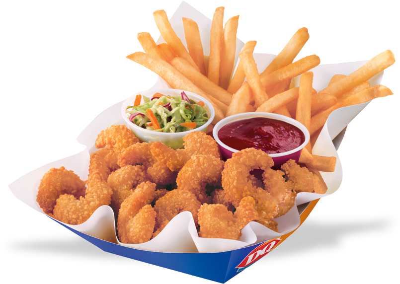 Fried Shrimpand Fries Combo PNG