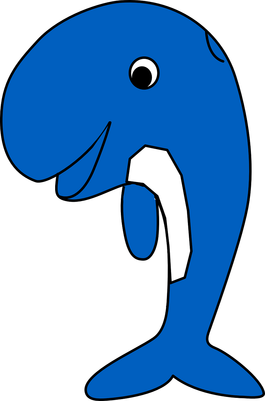 Friendly Blue Whale Cartoon PNG