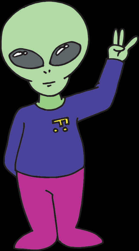 Friendly Cartoon Alien Gesture PNG