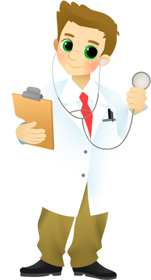 Friendly Cartoon Doctorwith Stethoscopeand Clipboard PNG