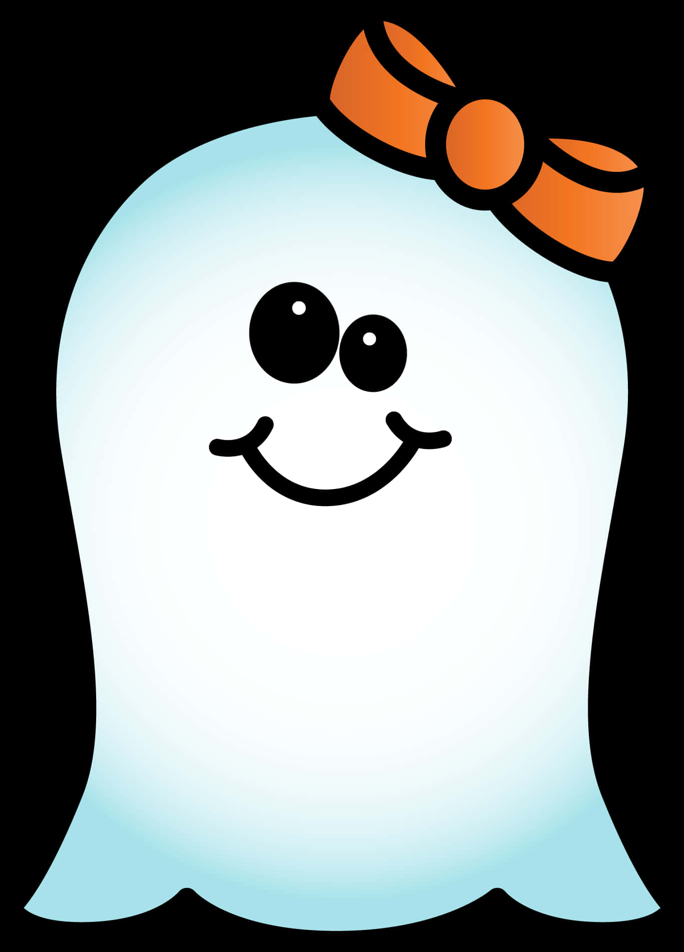 Friendly Cartoon Ghost With Bow PNG