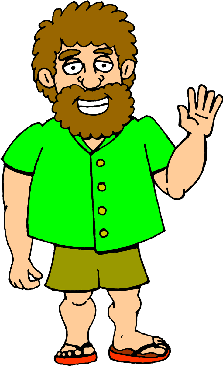 Friendly Cartoon Man Waving PNG