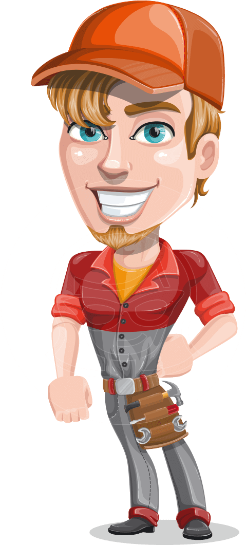 Friendly Cartoon Mechanic Character PNG