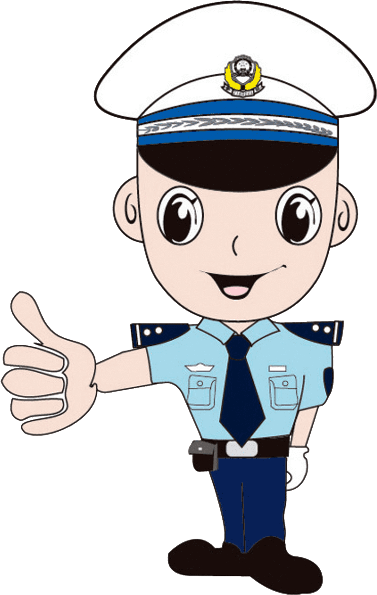 Friendly Cartoon Policeman Giving Thumbs Up PNG