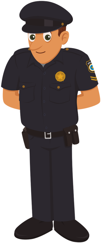 Friendly Cartoon Policeman Standing PNG