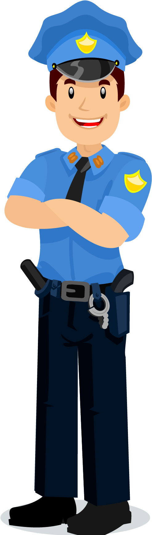 Friendly Cartoon Policeman Standing Vector PNG