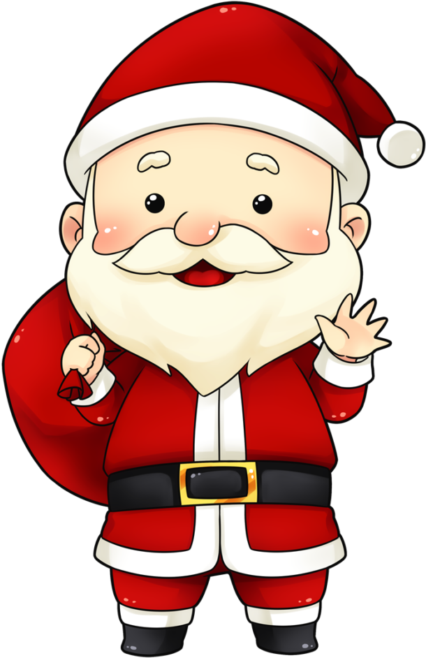 Friendly Cartoon Santa Claus Waving PNG
