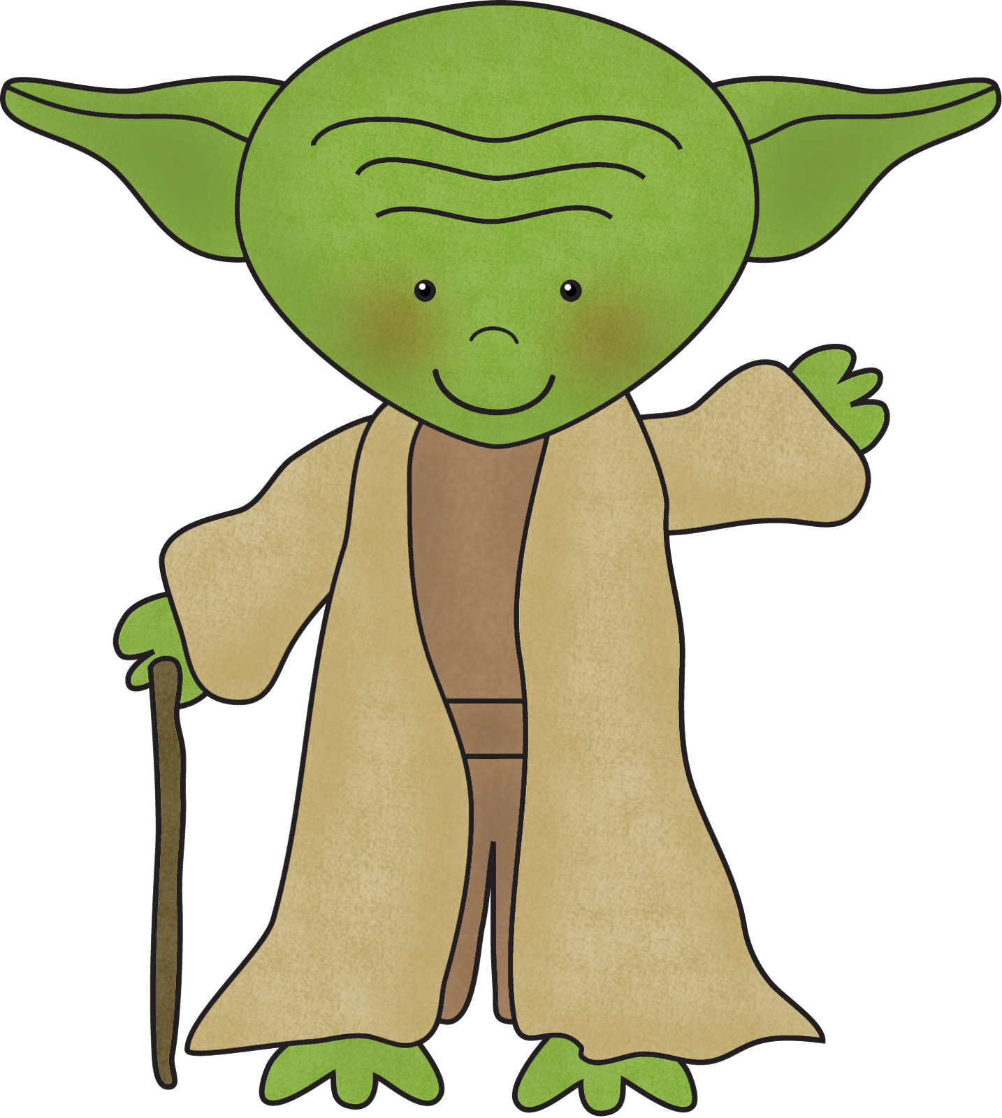 Friendly Cartoon Yoda Illustration PNG