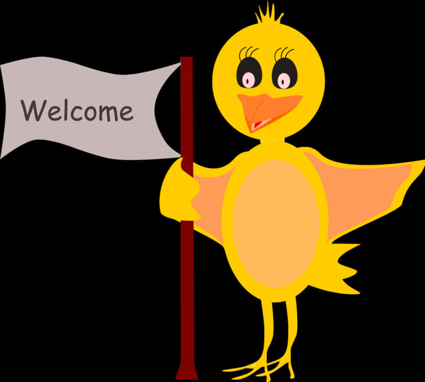 Friendly Chick Welcoming Banner PNG