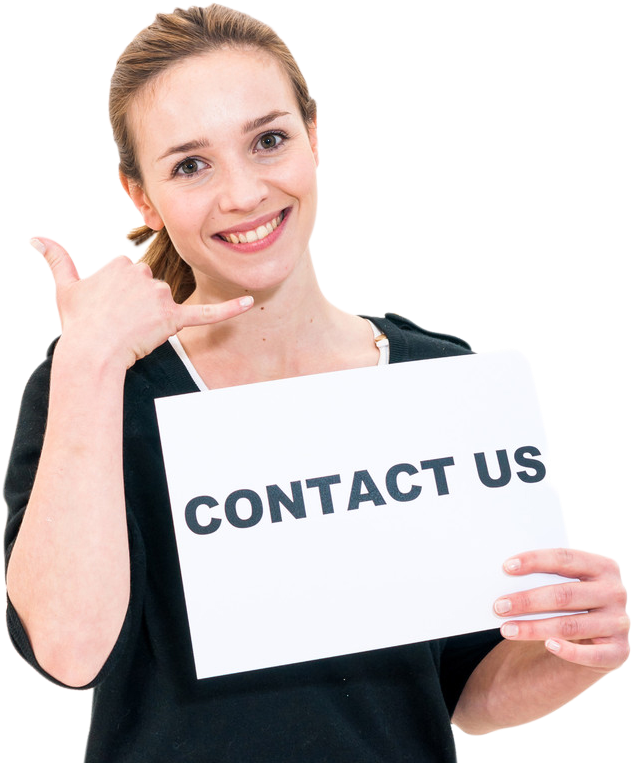 Friendly Contact Us Sign Woman PNG