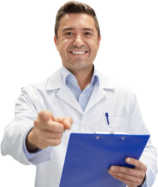 Friendly Dentist Pointing Clipboard PNG