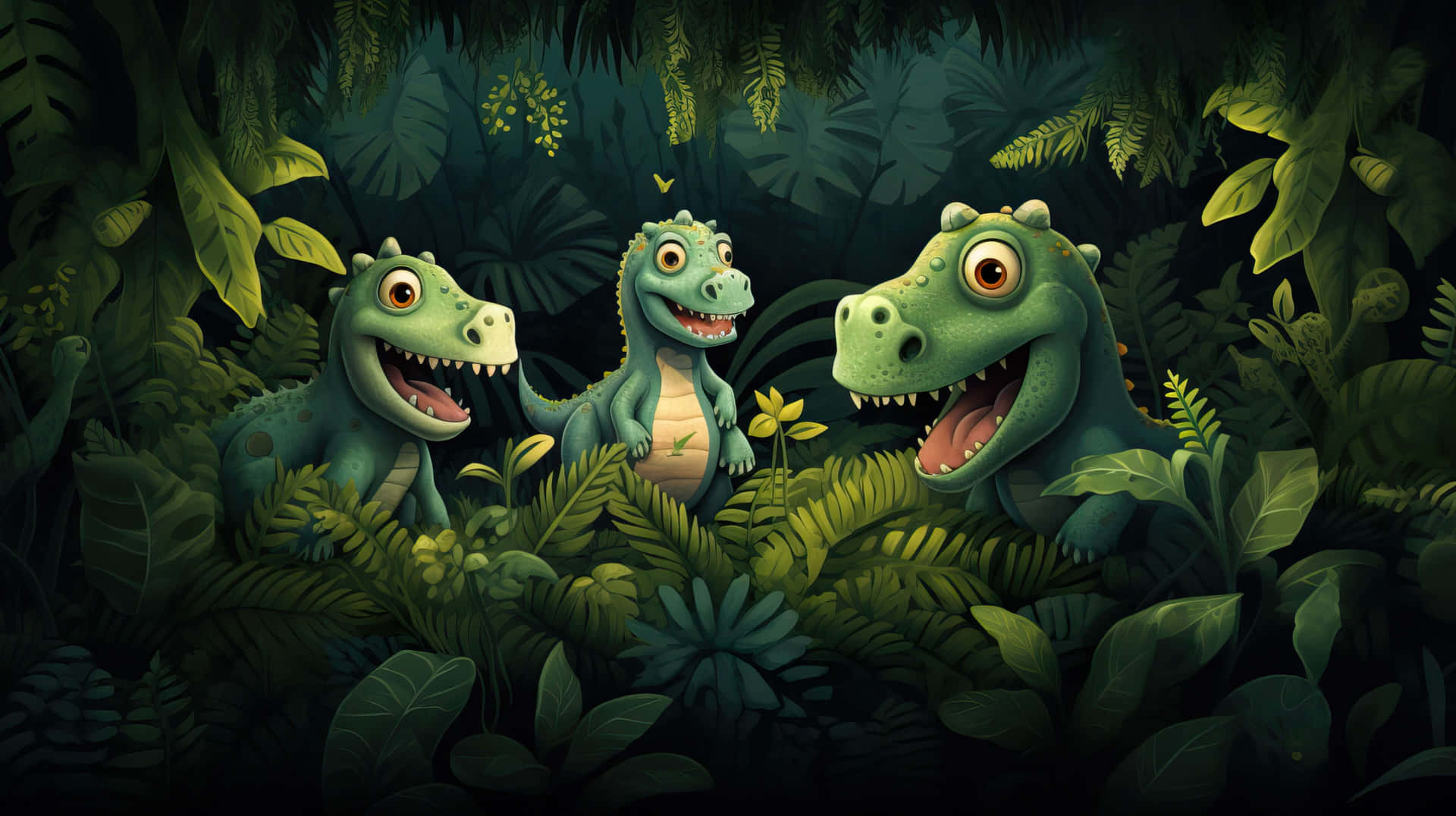 Friendly Dinosaurs Jungle Desktop Wallpaper Wallpaper