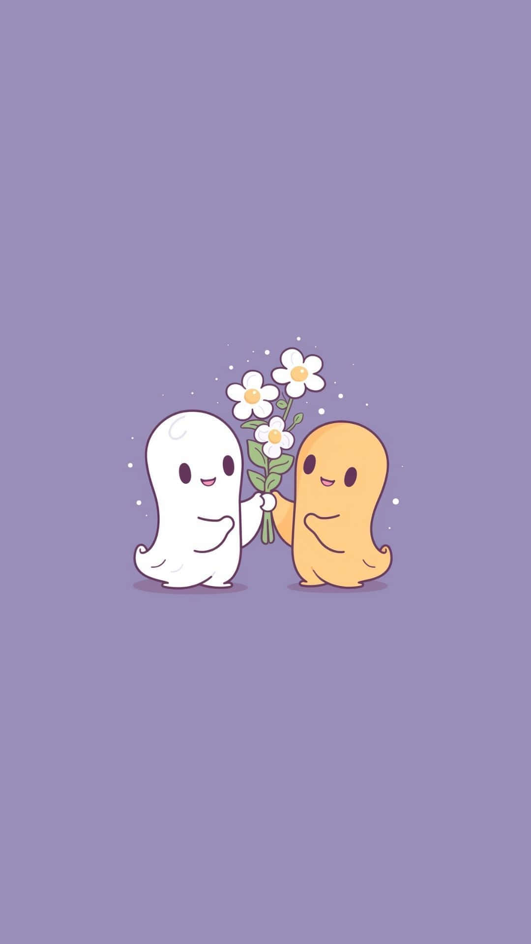 Friendly Ghost Cartoonwith Flowers Wallpaper