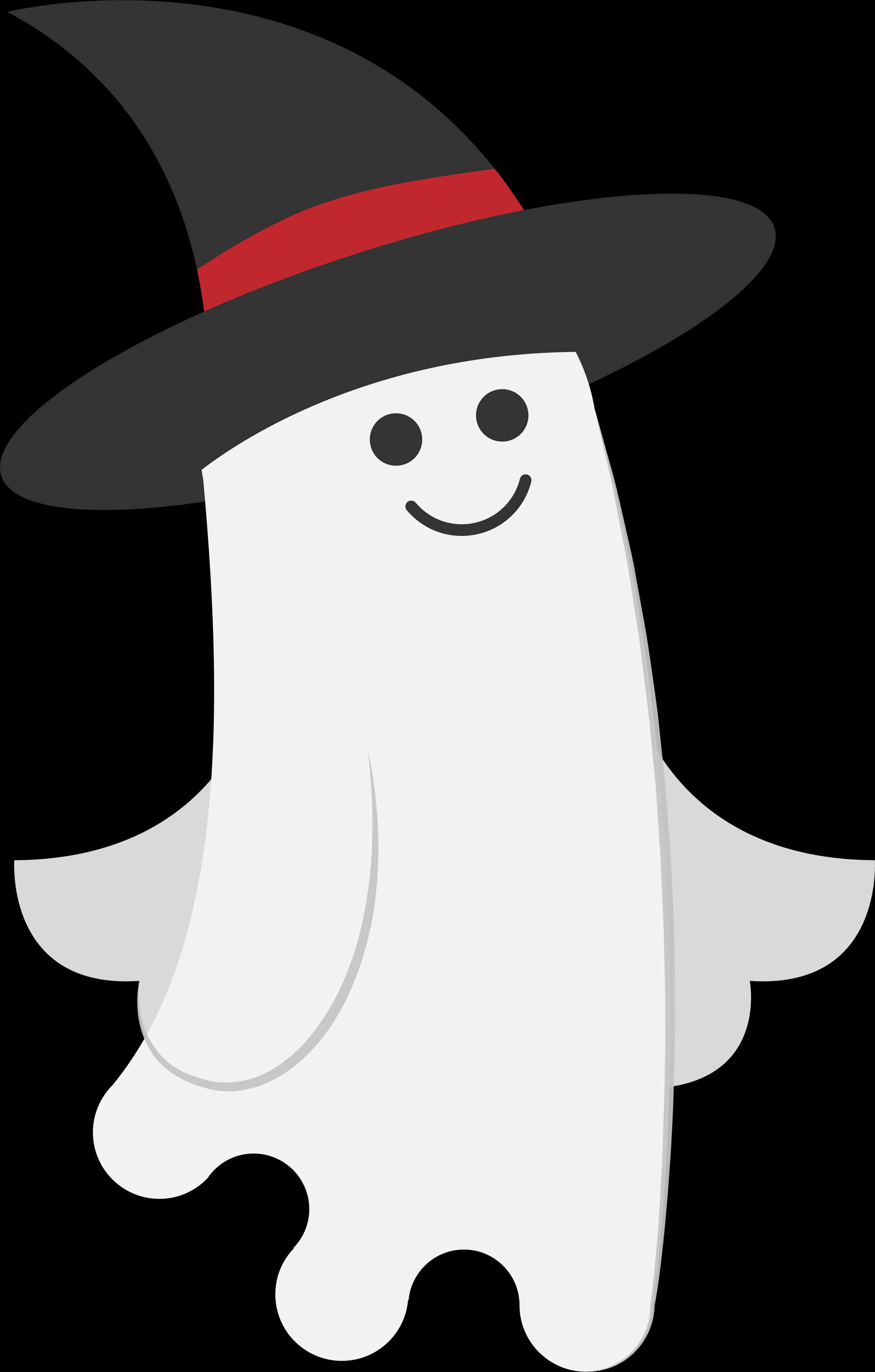 Friendly Ghost Wearing Witch Hat PNG