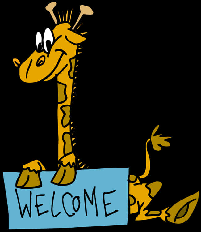 Friendly Giraffe Welcome Sign PNG