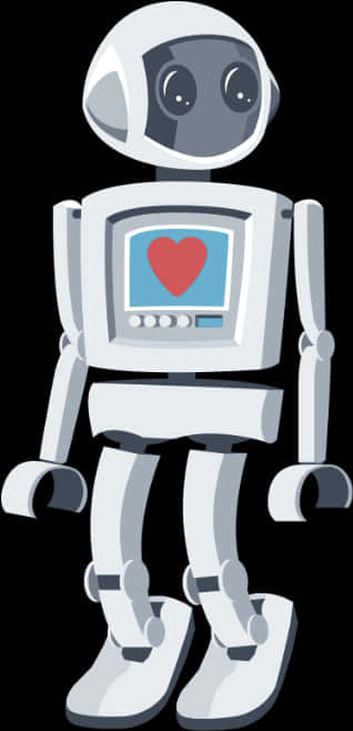 Friendly Robot With Heart Display PNG