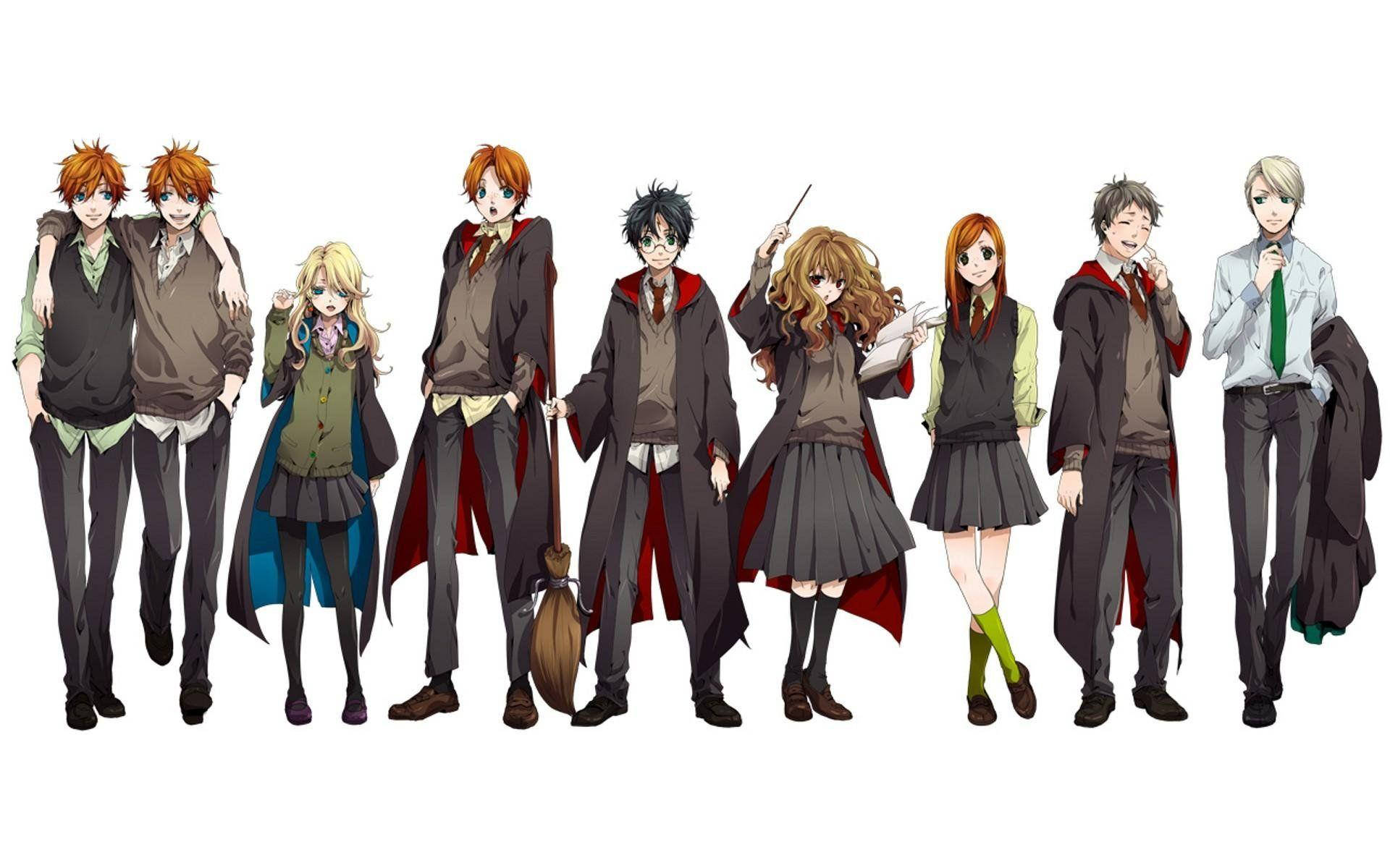 Venner og Harry Potter Anime-udskrivning Tapet Wallpaper