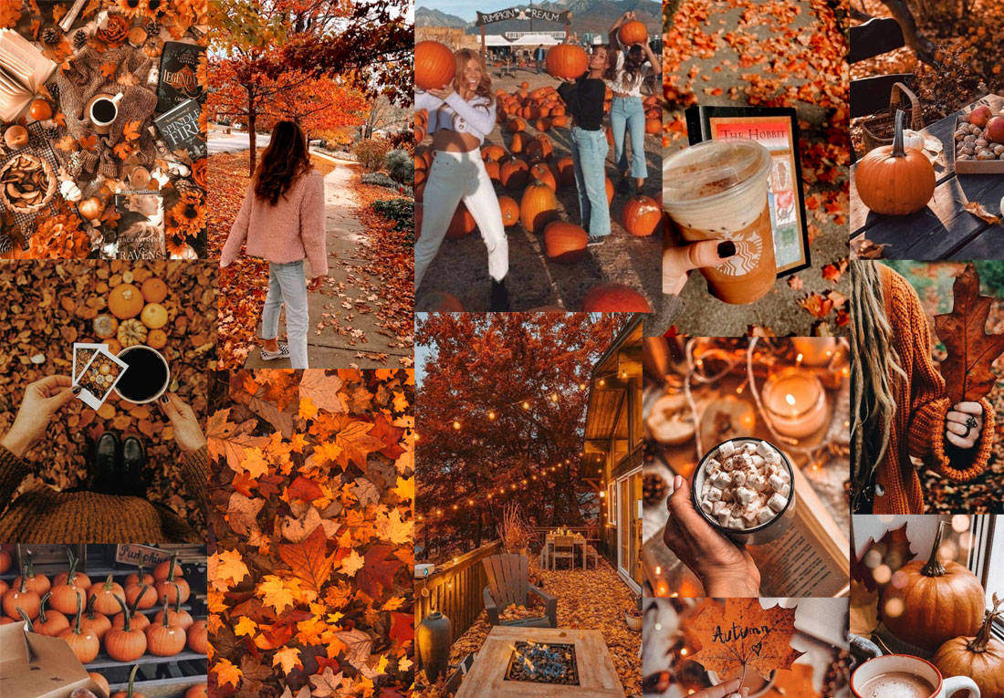 Friends Collage Fall Aesthetic Computer Wallpaper