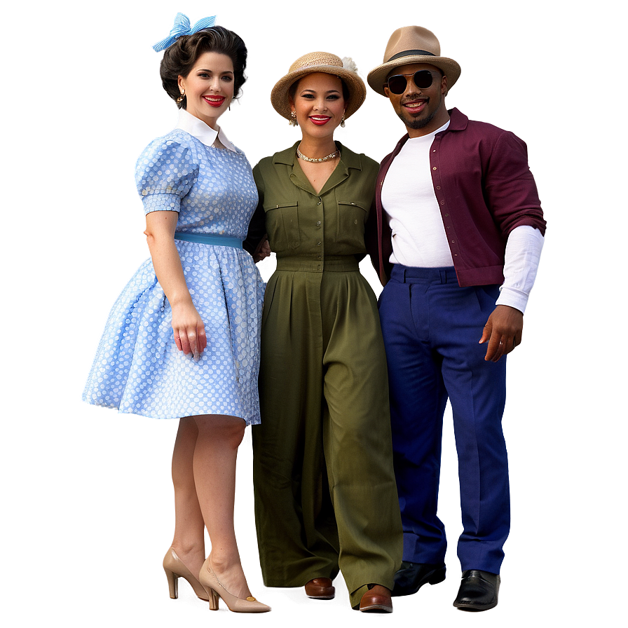 Friends In Vintage Outfits Png Rcd PNG