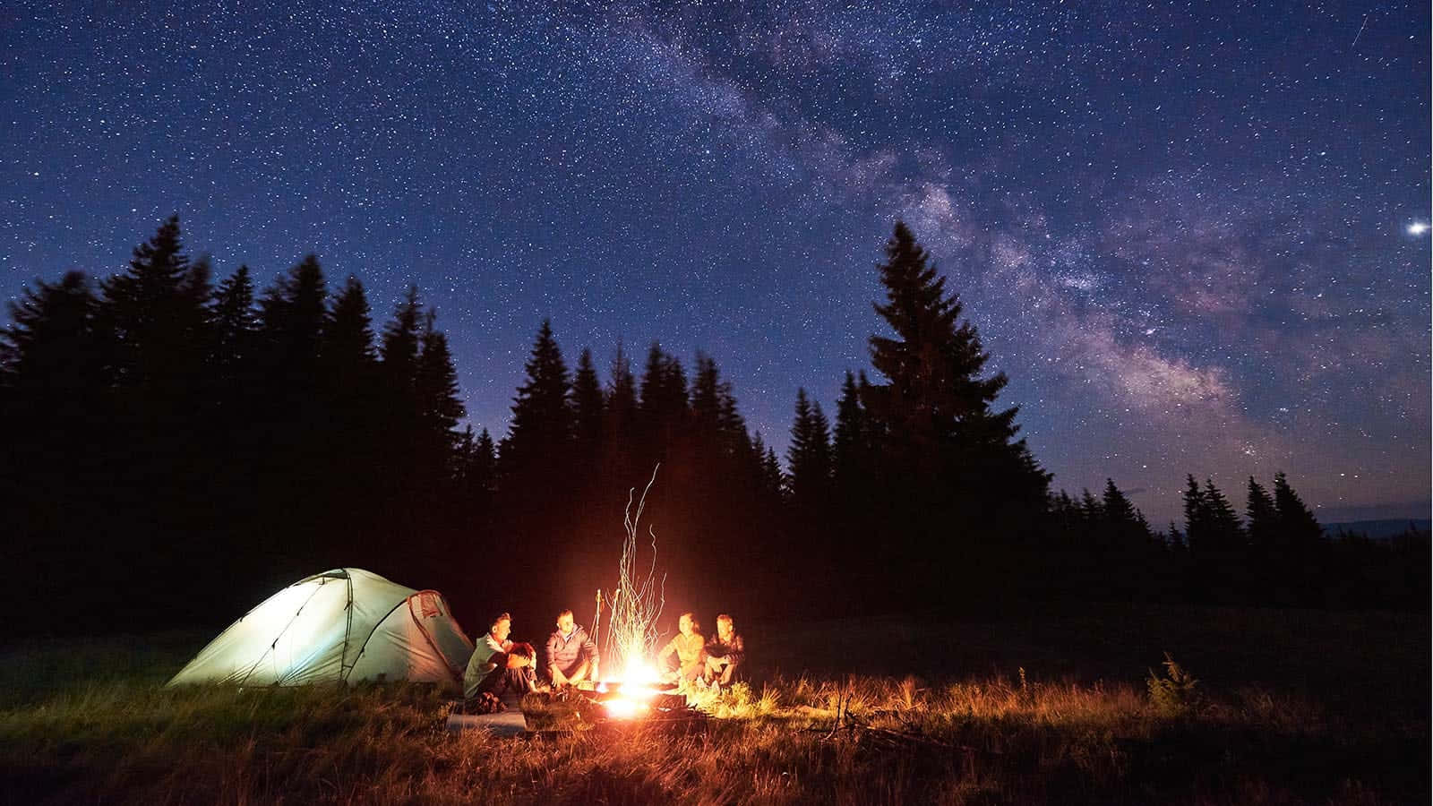 Friends Tent Campfire Wallpaper