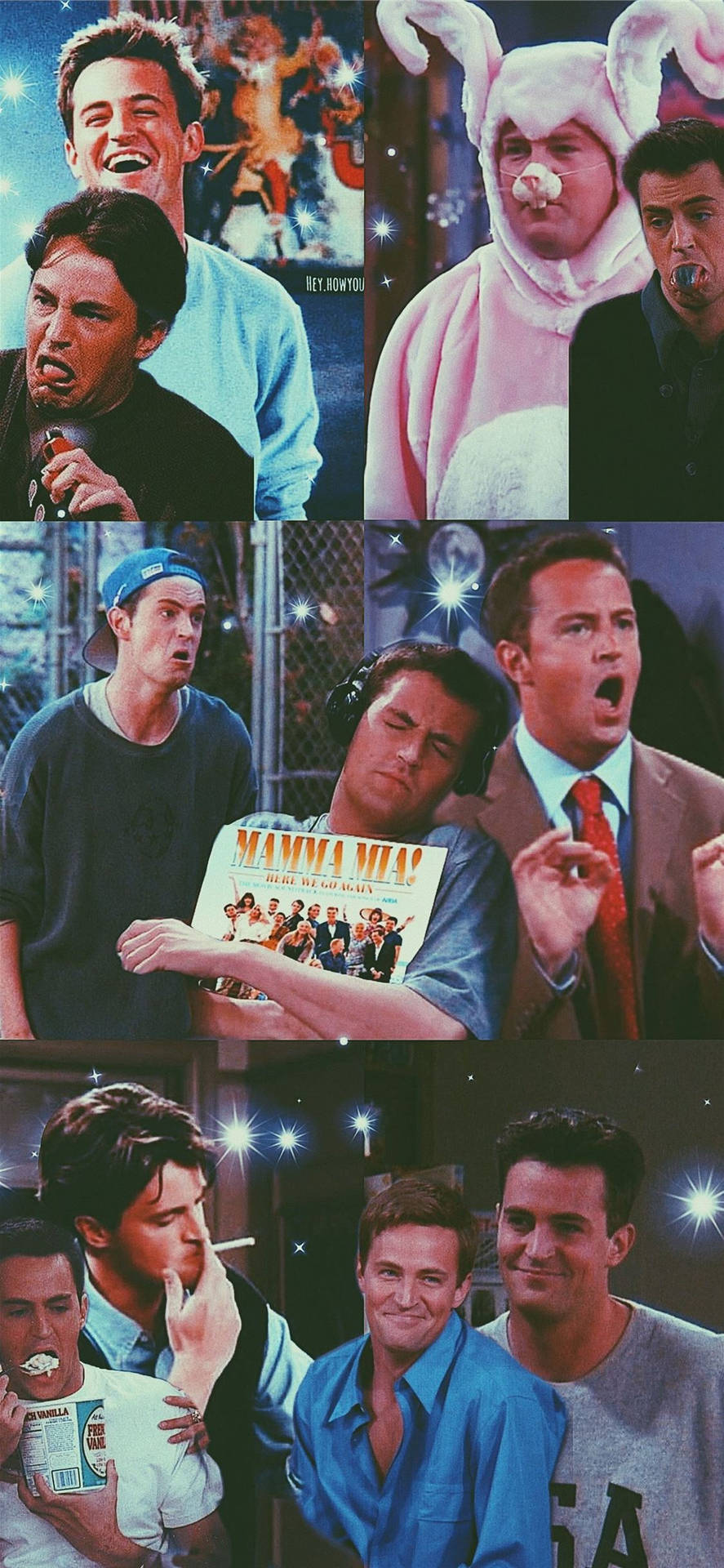 Vännerstv-serie Collage Med Chandler Bing Wallpaper