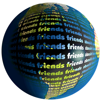 Friends Word Globe PNG
