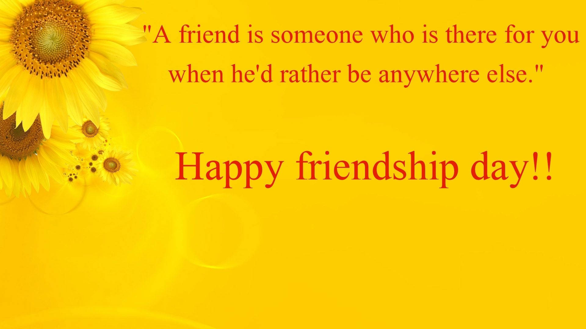 Friendship Day Quote With Sunflowers Wallpaper