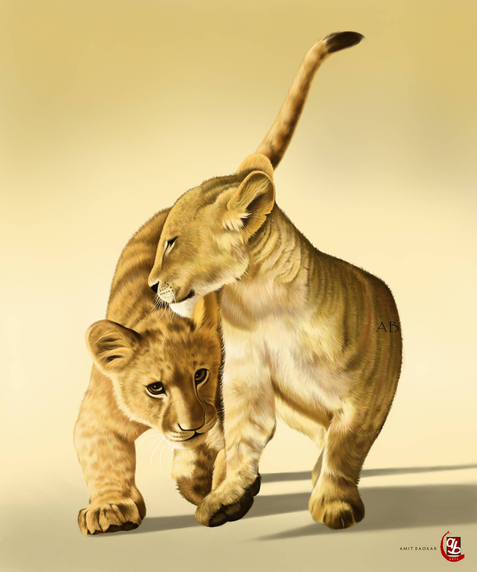 Friendship Of Lion Cubs Wallpaper