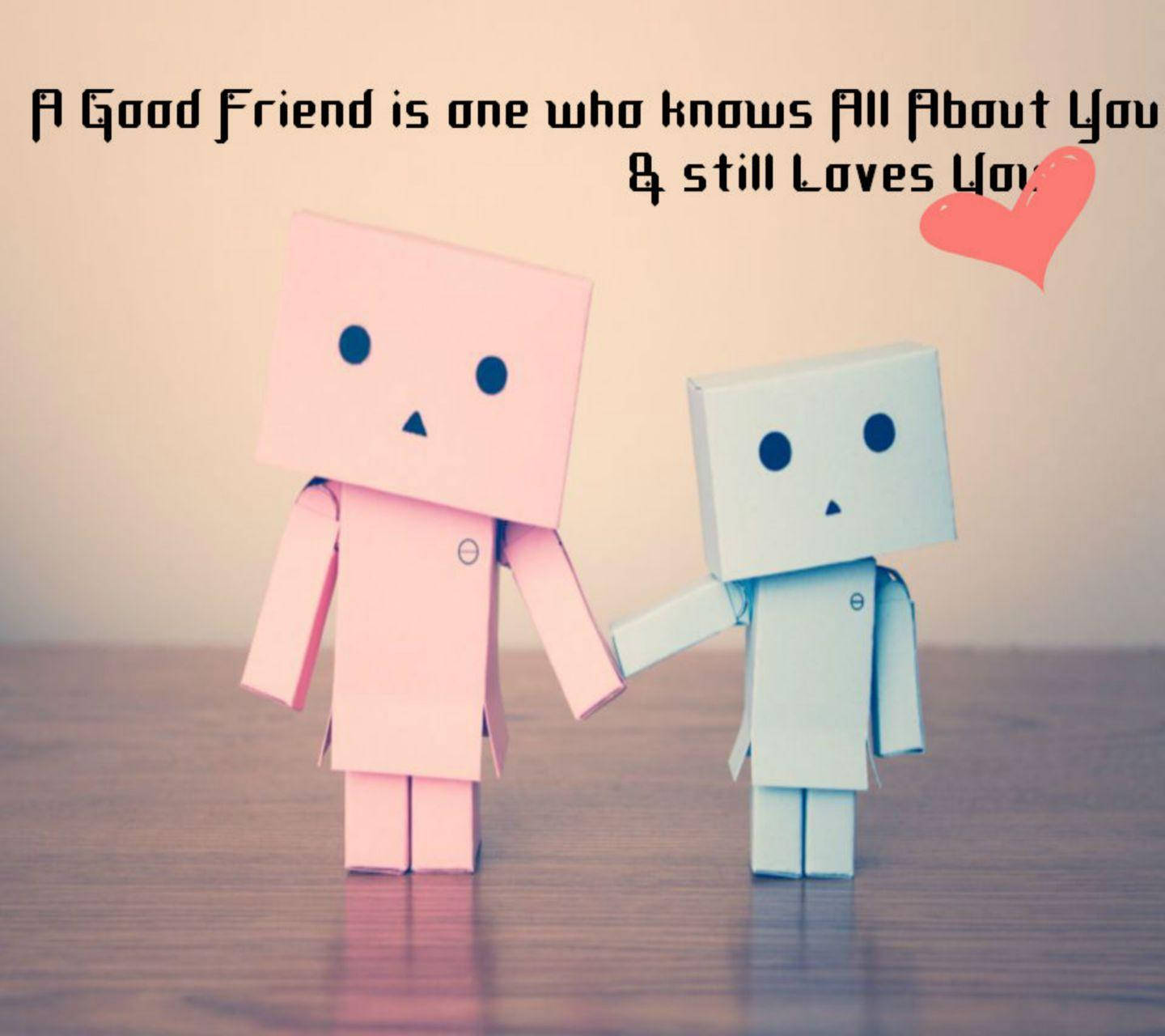 Download Friendship Of Two Cute Cardboard Toys Wallpaper 