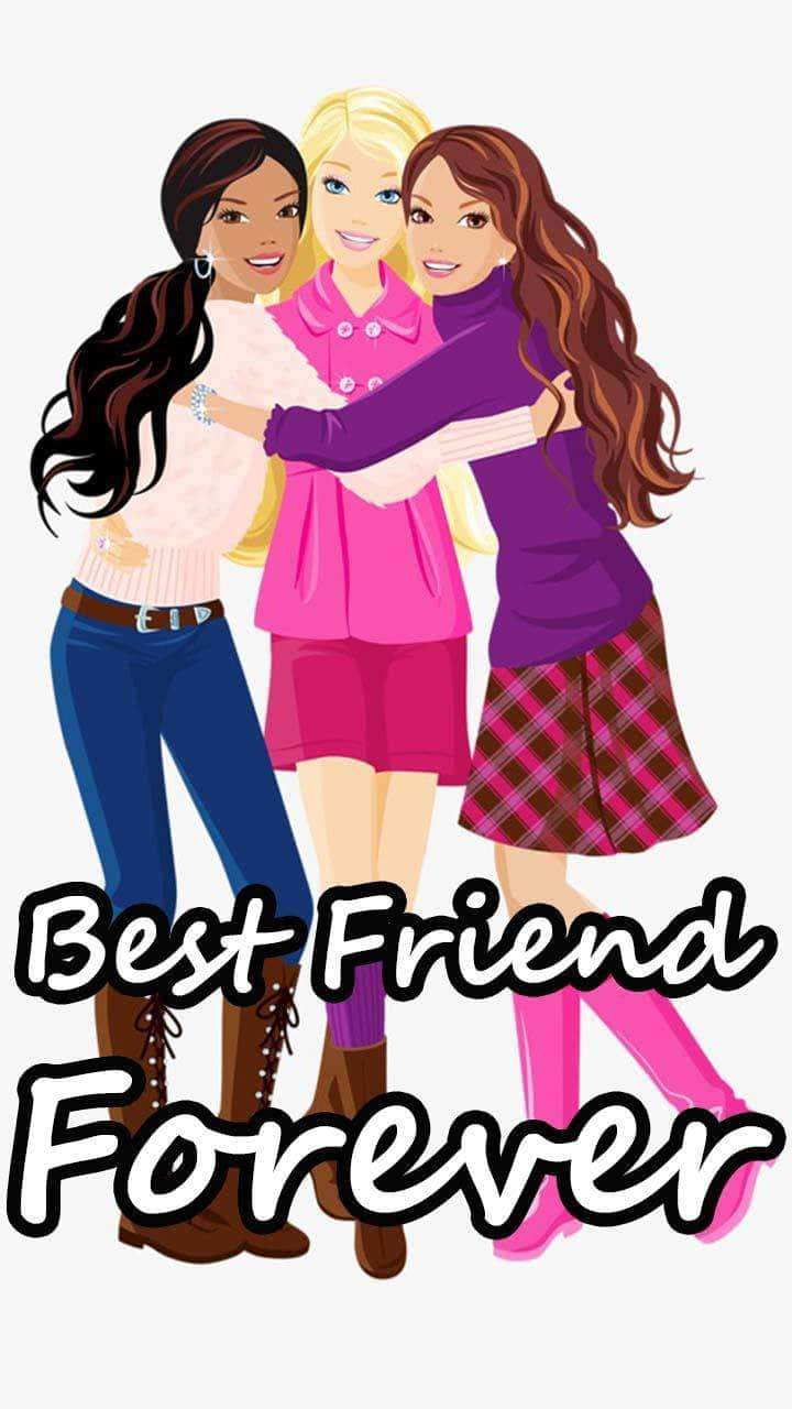 Friendship Cartoon Girls Hugging Picture