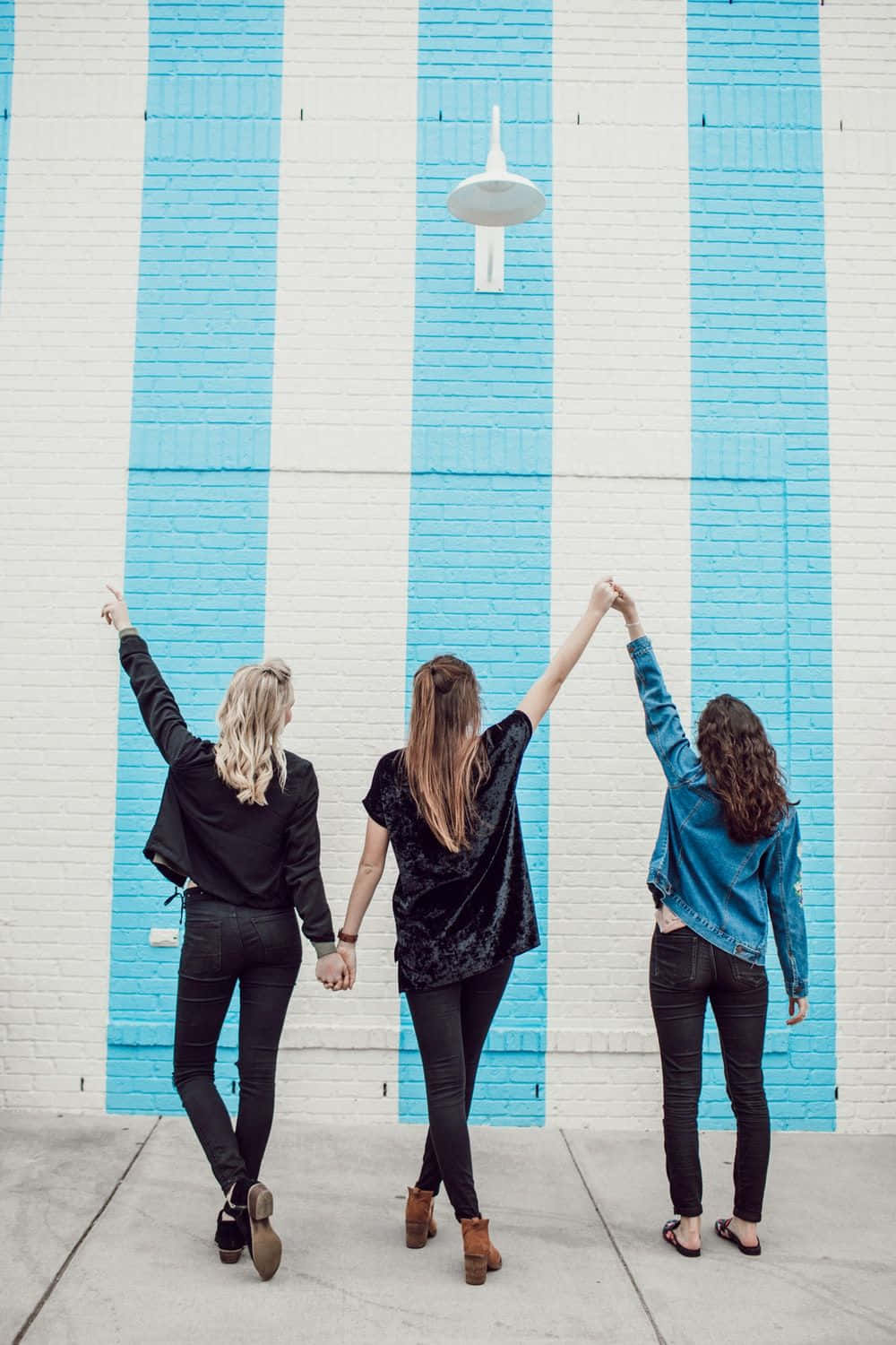 Friendship Women Holding Hands Blue And White Picture