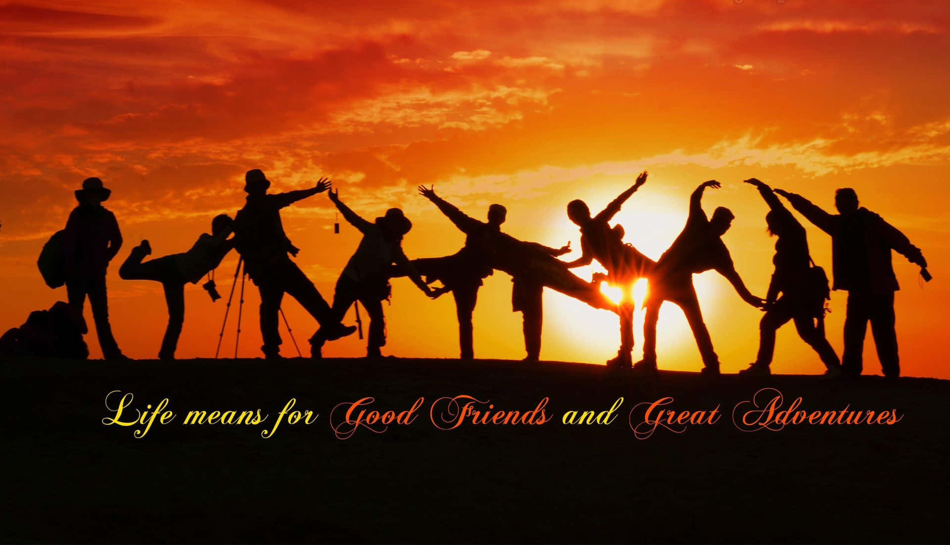 Friendship Posing Under Sunset Picture