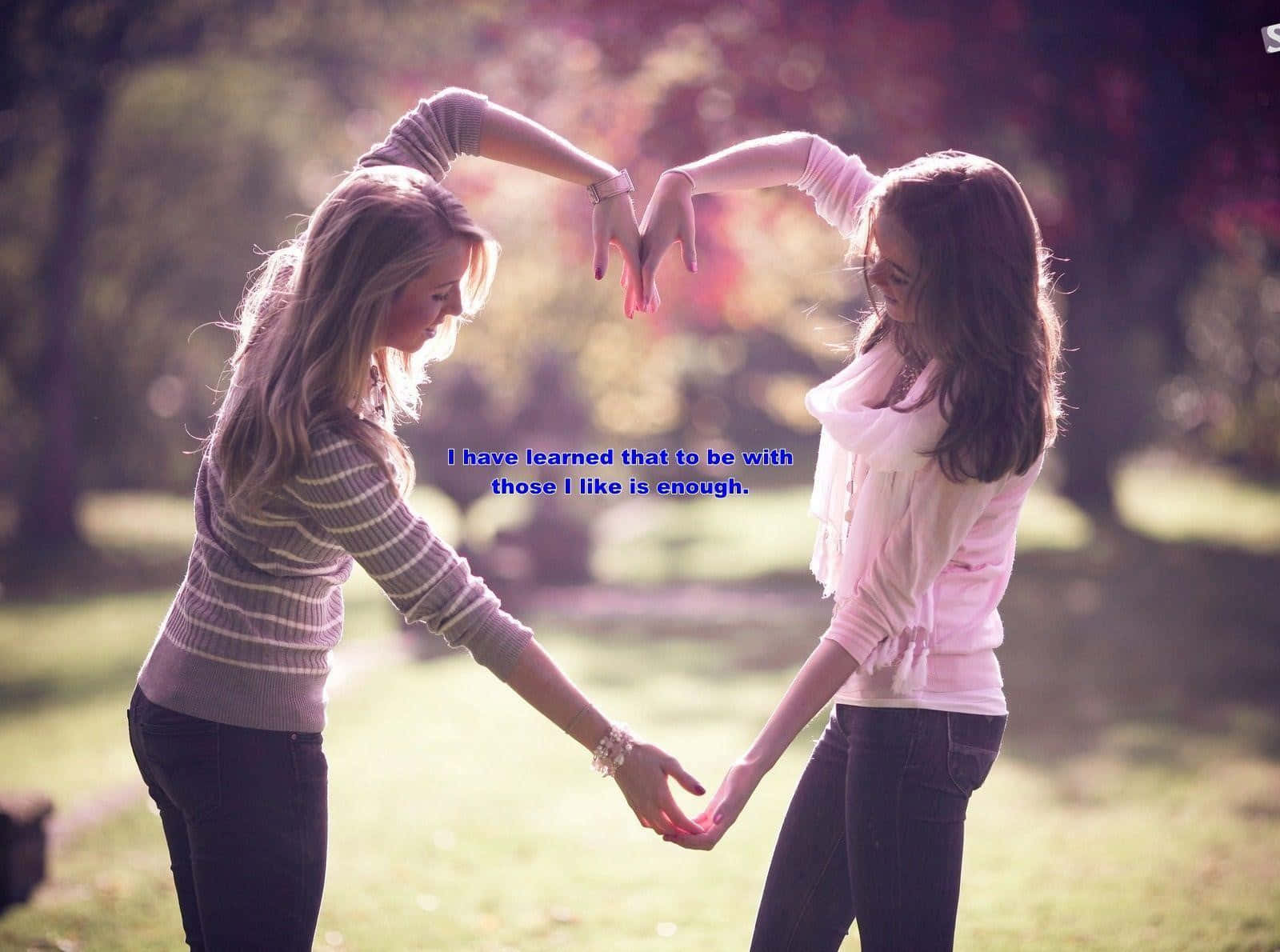 Friendship Girls Making Heart With Quote Picture