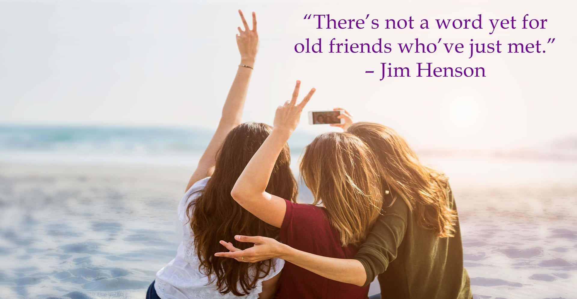 Friendship Selfie At Beach With Quote Picture