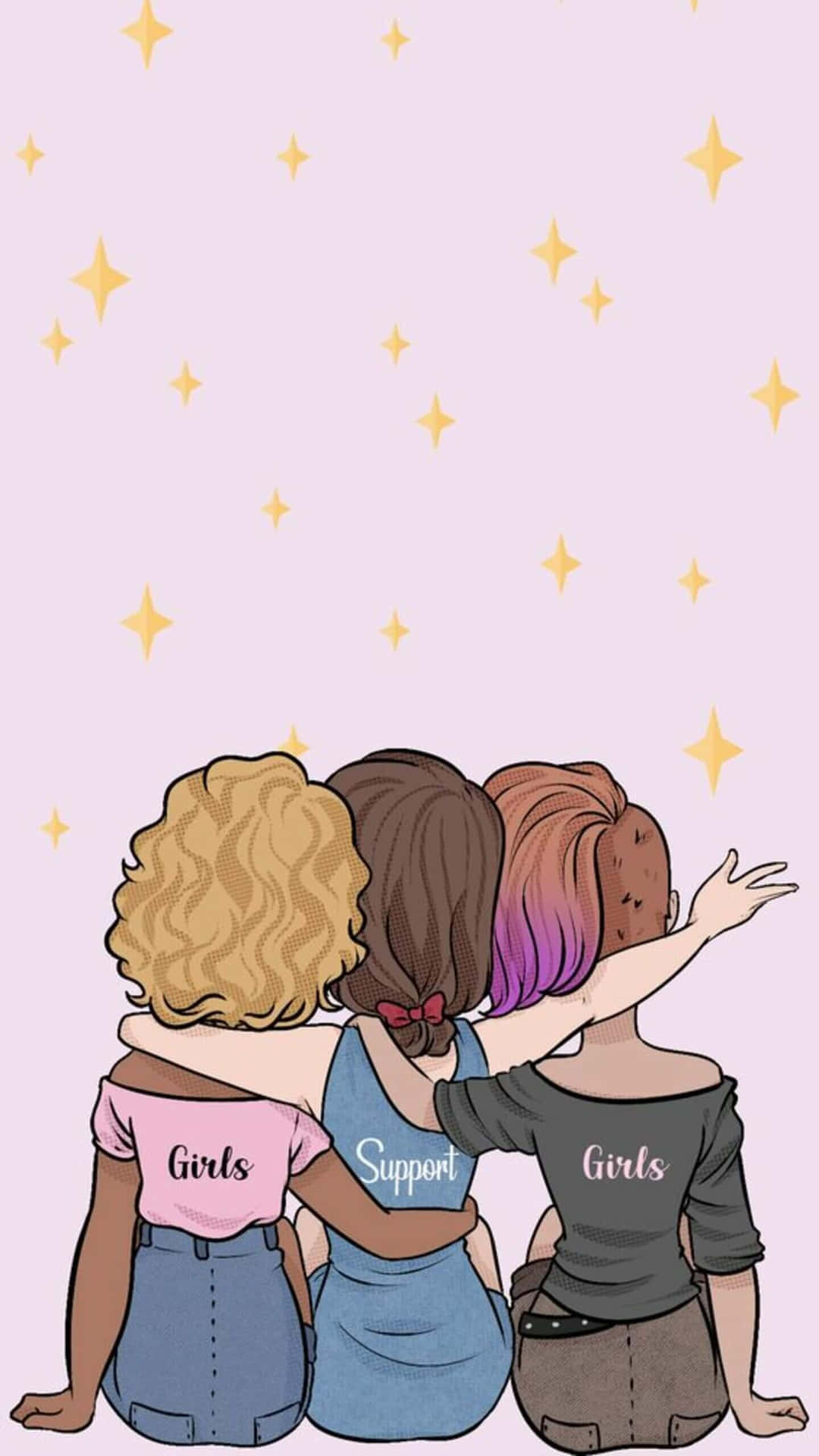 Friendship Pink Aesthetic Cartoon Girls Picture
