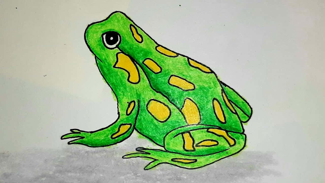 A Hand-Drawn Frog Sitting on a Lillypad