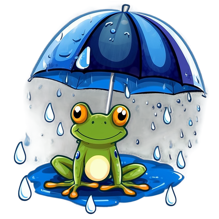 Frog In Rain Illustration Png 65 PNG