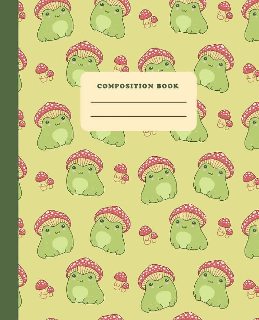 Frog Mushroom Pattern Composition Book Cover Wallpaper