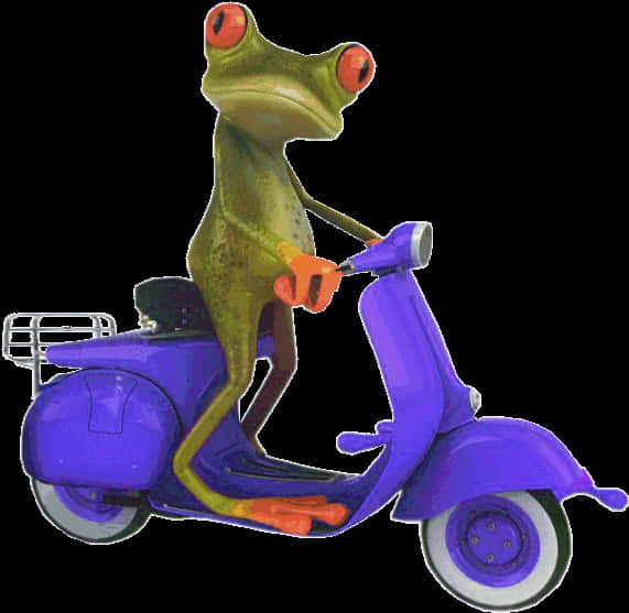 Frog On Scooter Cartoon PNG