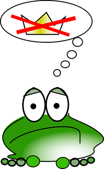 Frog Thinking About Crown Illustration PNG
