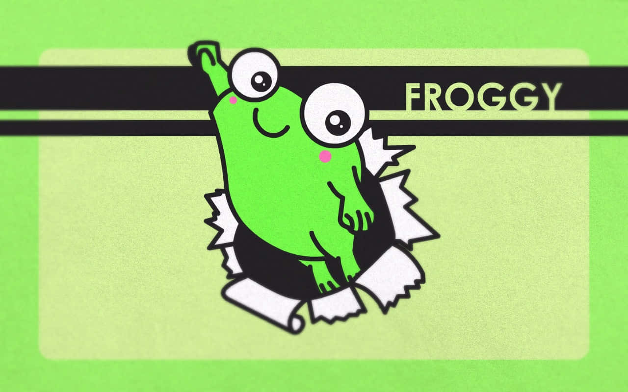 Froggy Cartoon Character Green Background Wallpaper