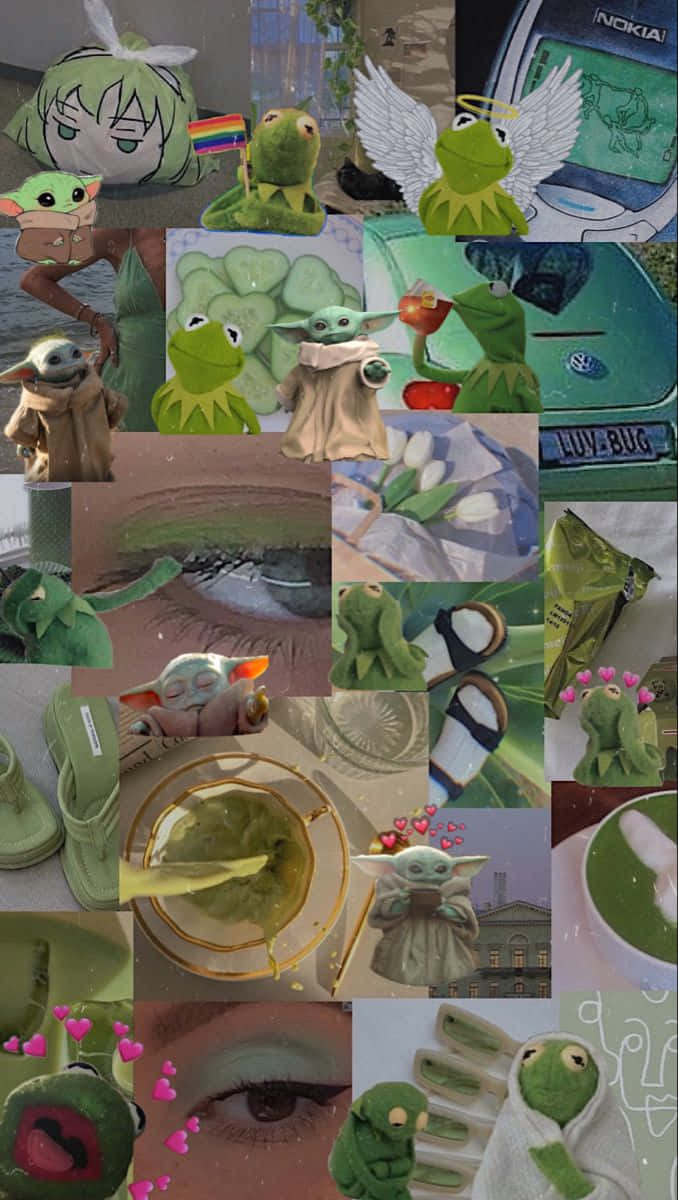 Froggy Moodboard Collage Wallpaper