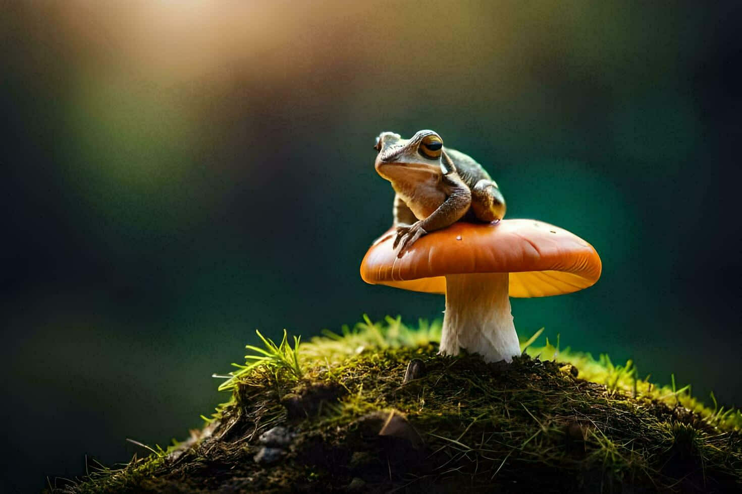 Katak Di Atas Jamur Di Hutan Wallpaper