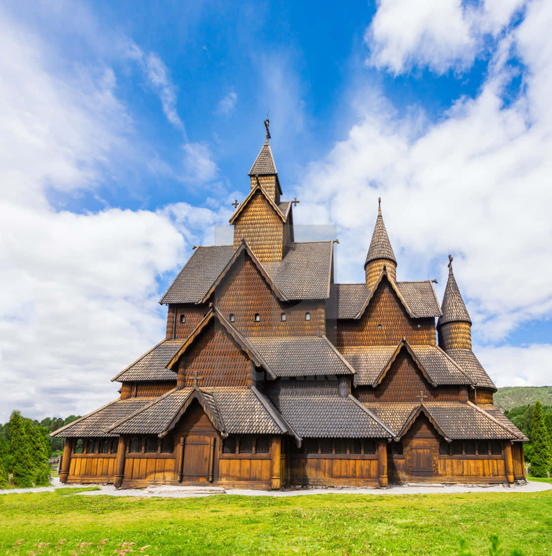 Front Photo Of Heddal Stave Church Wallpaper