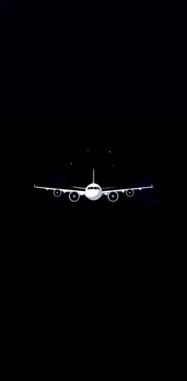 Front View Airplane Night Silhouette Wallpaper