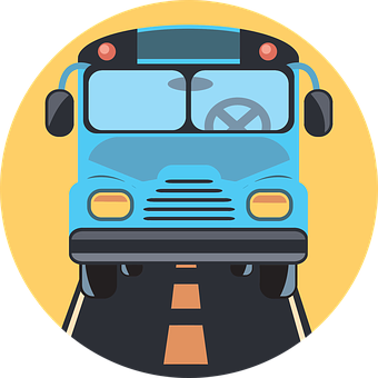 Front View Cartoon Bus Icon PNG