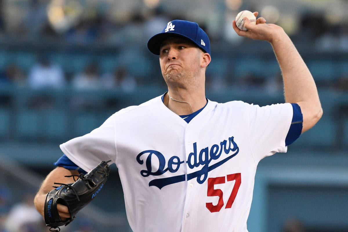 Download Front View Of Alex Wood Pitching Wallpaper