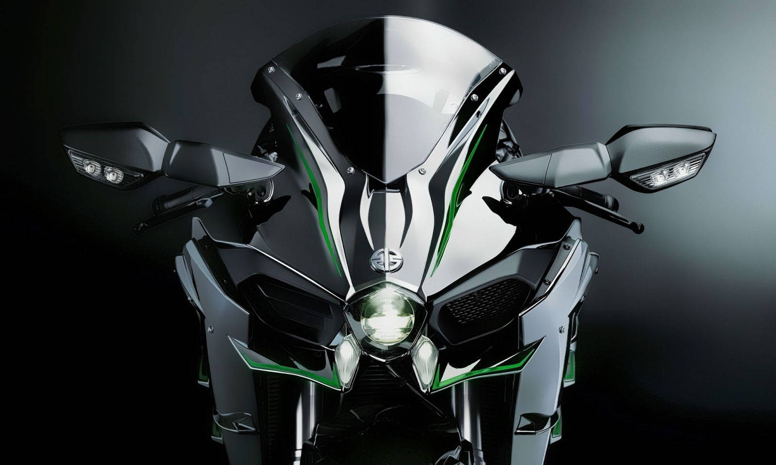 Front View of a sleek Kawasaki H2R - The epitome of raw power and speed Wallpaper