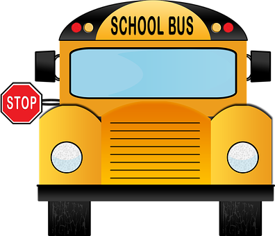 Front View Yellow School Bus Illustration PNG